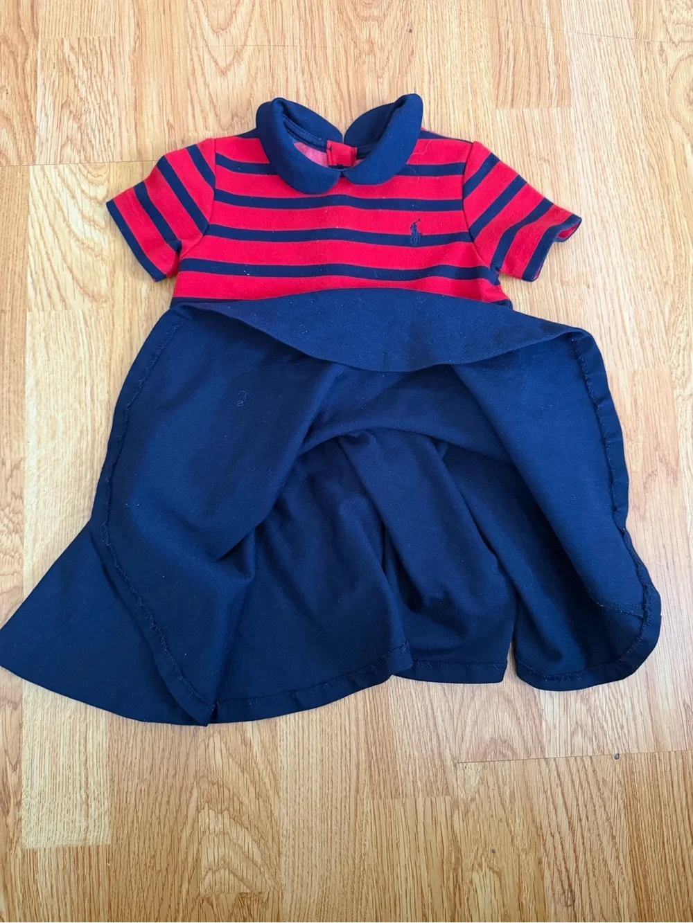 Ralph Lauren Red and Navy Striped Polo Dress